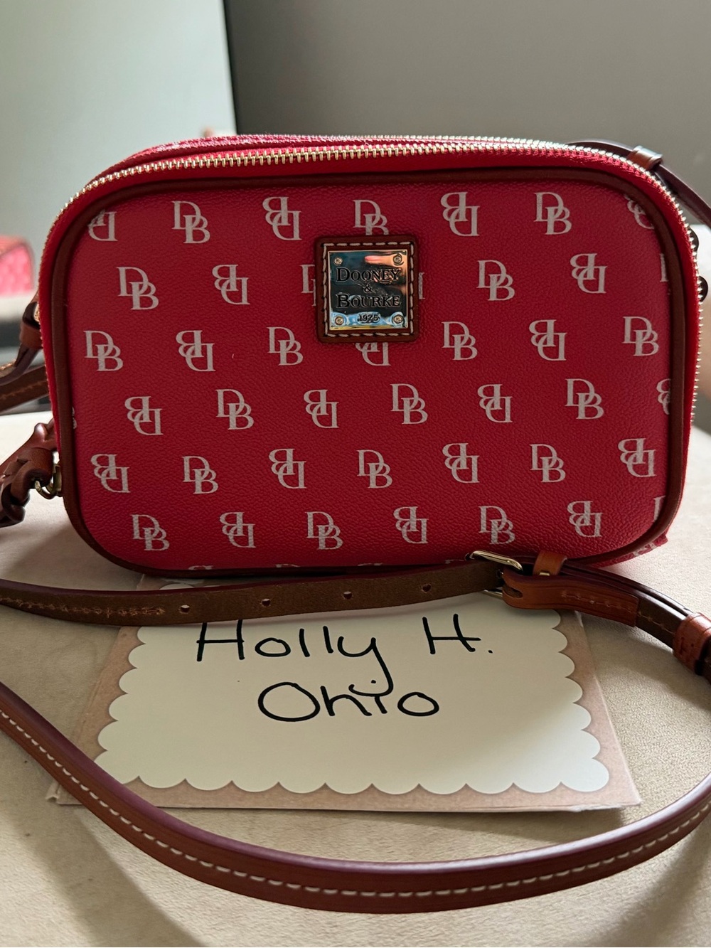 ❤️ Dooney & Bourke Red Body Camera-Style Rectangular Monogram Crossbody Purse ❤️